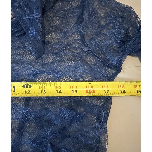 New Karen Kane Y2K Style Lace Button Up With Tank Top Medium Sapphire Blue - Picture 7 of 11
